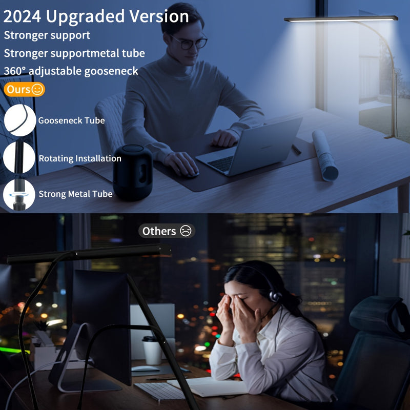 JYWDlights Adjustable LED Desk Lamp with Clamp - Eye-Care Technology, 3 Color Modes, 10-Level Brightness, Flexible Gooseneck, USB Powered, Ideal for Home Office & Study Area