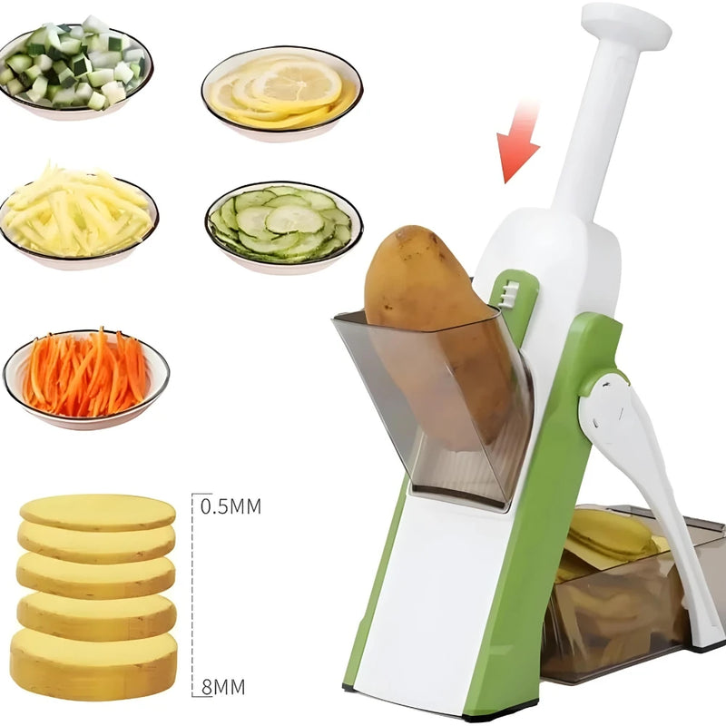 Multi Cortador Manual de Legumes e Verduras com 5 Funções de Corte