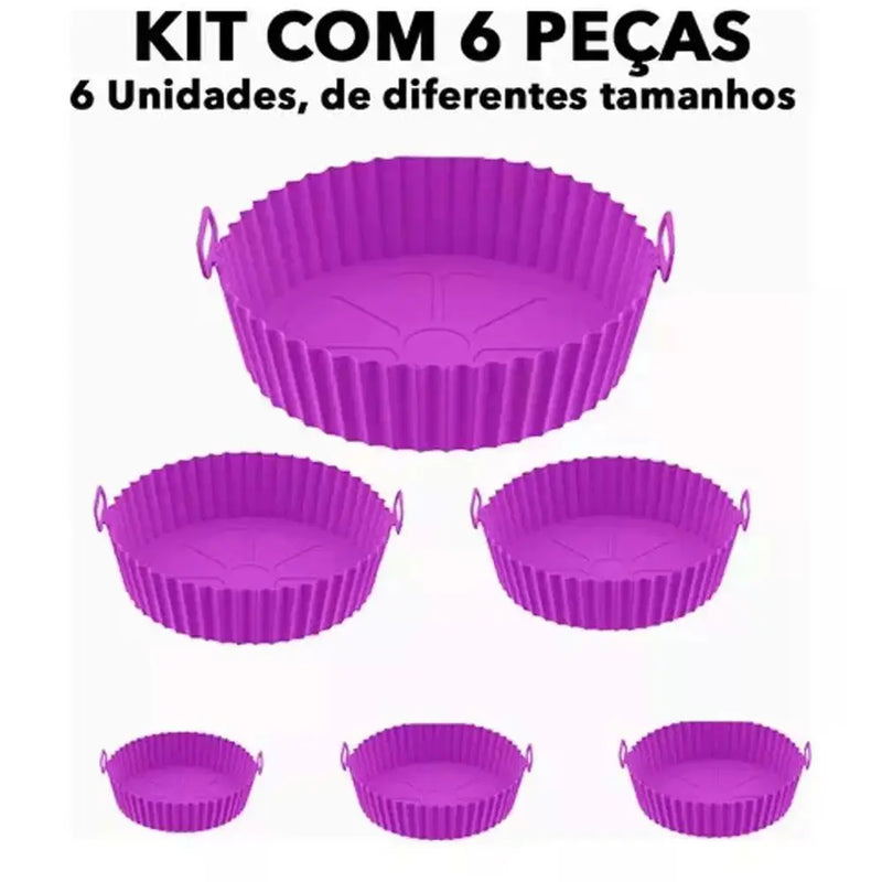 Kit com 6 Formas de Silicone com diferentes Tamanhos para Fritadeira Air Fryer