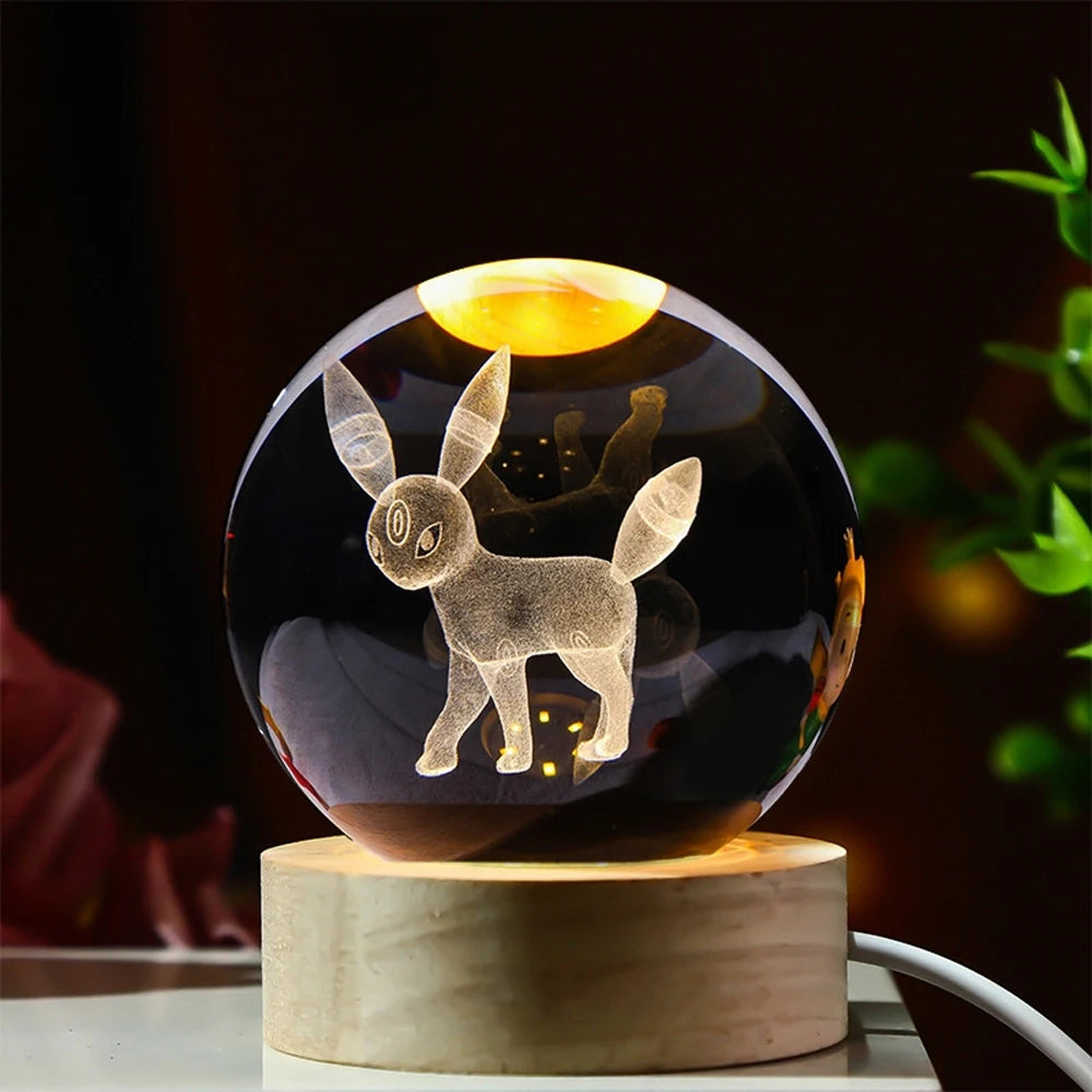 3D Crystal Ball 6cm Color Warm Light Planet Night Light Romantic Glowing Crystal Ball Festival Gift Home Desktop Decoration