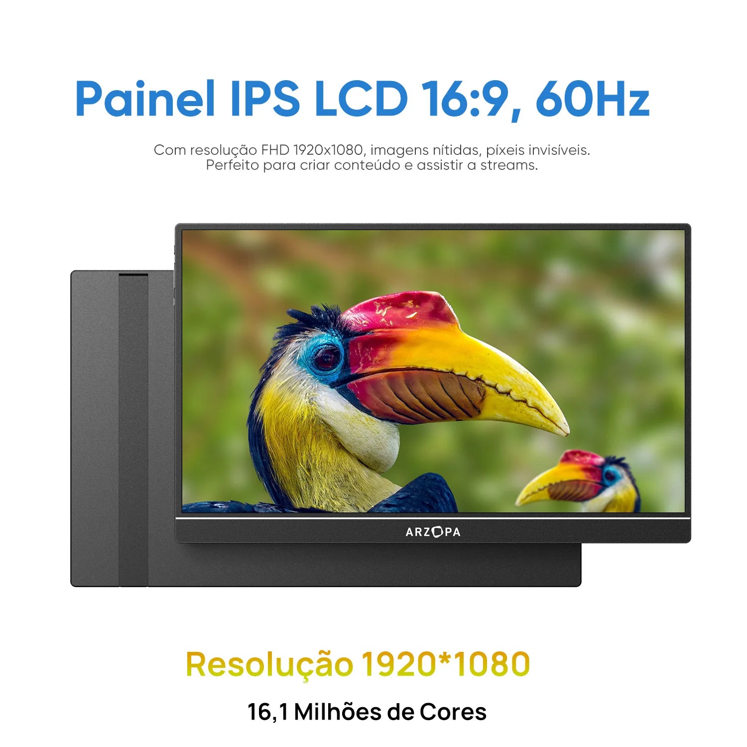 ARZOPA 15.6 inch Portable Monitor FHD 1080P IPS USB-C Mini-HDMI External Second Screen for Mac Laptop PC Switch Xbox PS4/5 Xbox