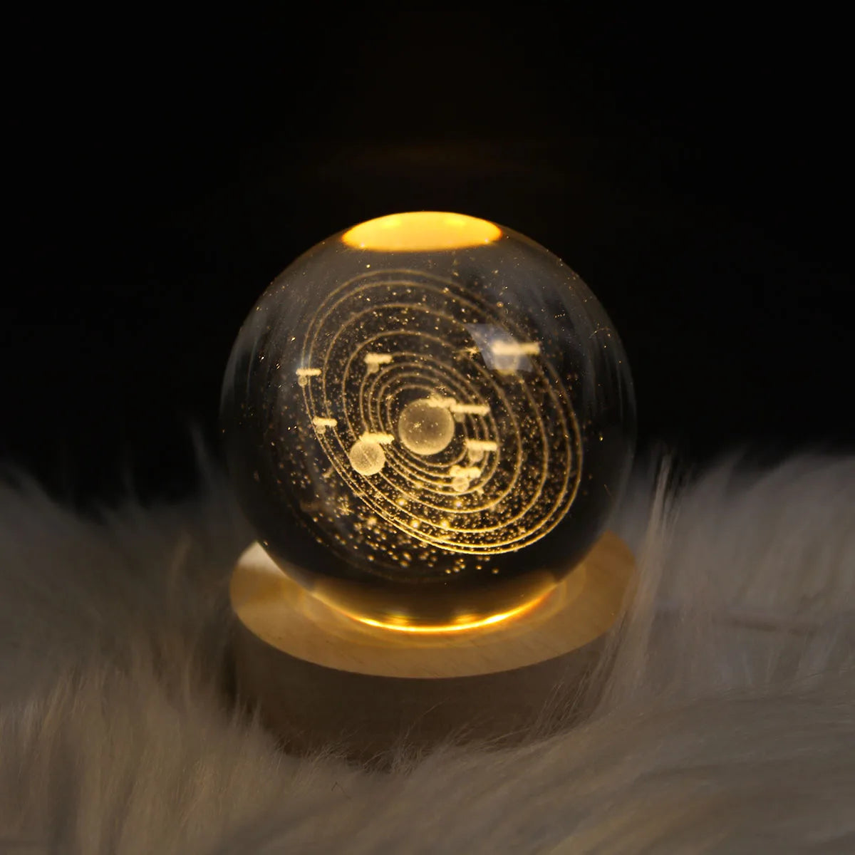 USB LED Night Light 3D Crystal Ball with Wooden Base Galaxy Moon Snowman LED Fairy Lamp for  Bedroom Home Decor Christmas Light