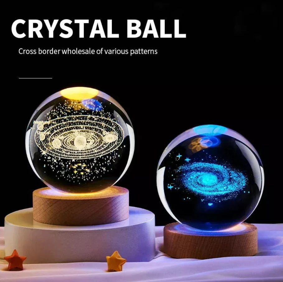 LED Night Light Galaxy Crystal Ball Table Lamp 3D Planet Moon Glowing Planetary Bedside Light Bedroom Home Decor Christmas Gift