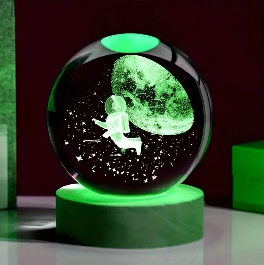 LED Night Light Galaxy Crystal Ball Table Lamp 3D Planet Moon Glowing Planetary Bedside Light Bedroom Home Decor Christmas Gift