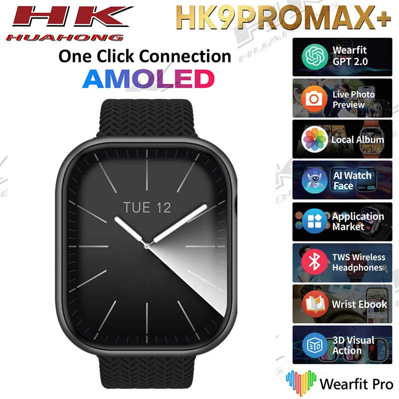 SmartWatch HK9 PRO MAX Plus AMOLED Com ChatGPT e 2GB ROM