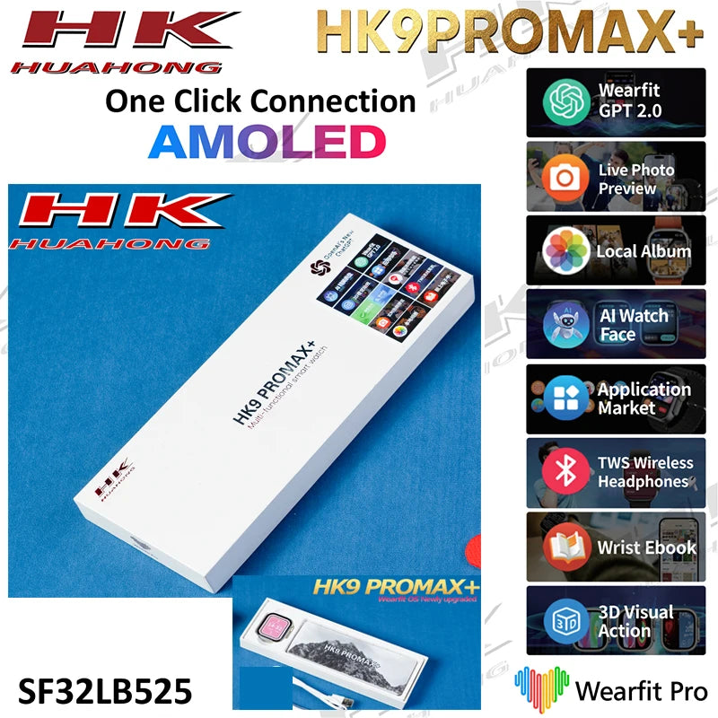 SmartWatch HK9 PRO MAX Plus AMOLED Com ChatGPT e 2GB ROM