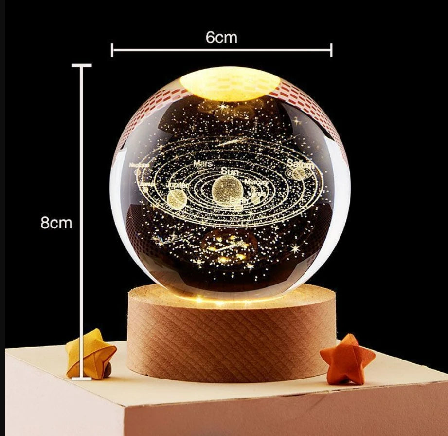 LED Night Light Galaxy Crystal Ball Table Lamp 3D Planet Moon Glowing Planetary Bedside Light Bedroom Home Decor Christmas Gift